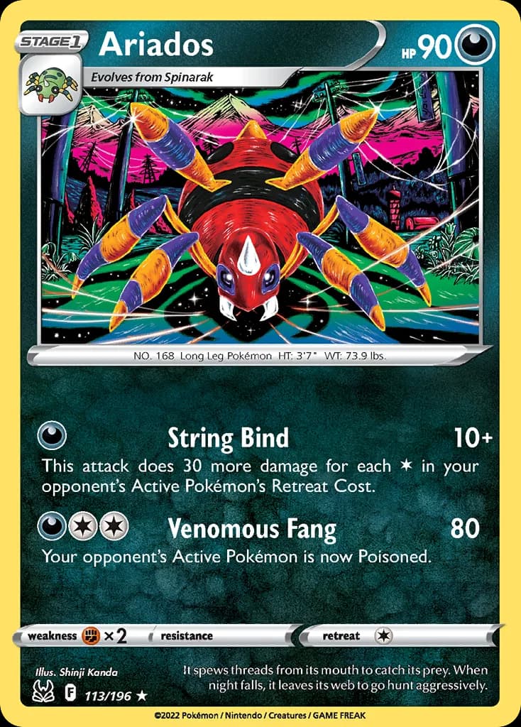Lost Origin Ariados card front, 113/196