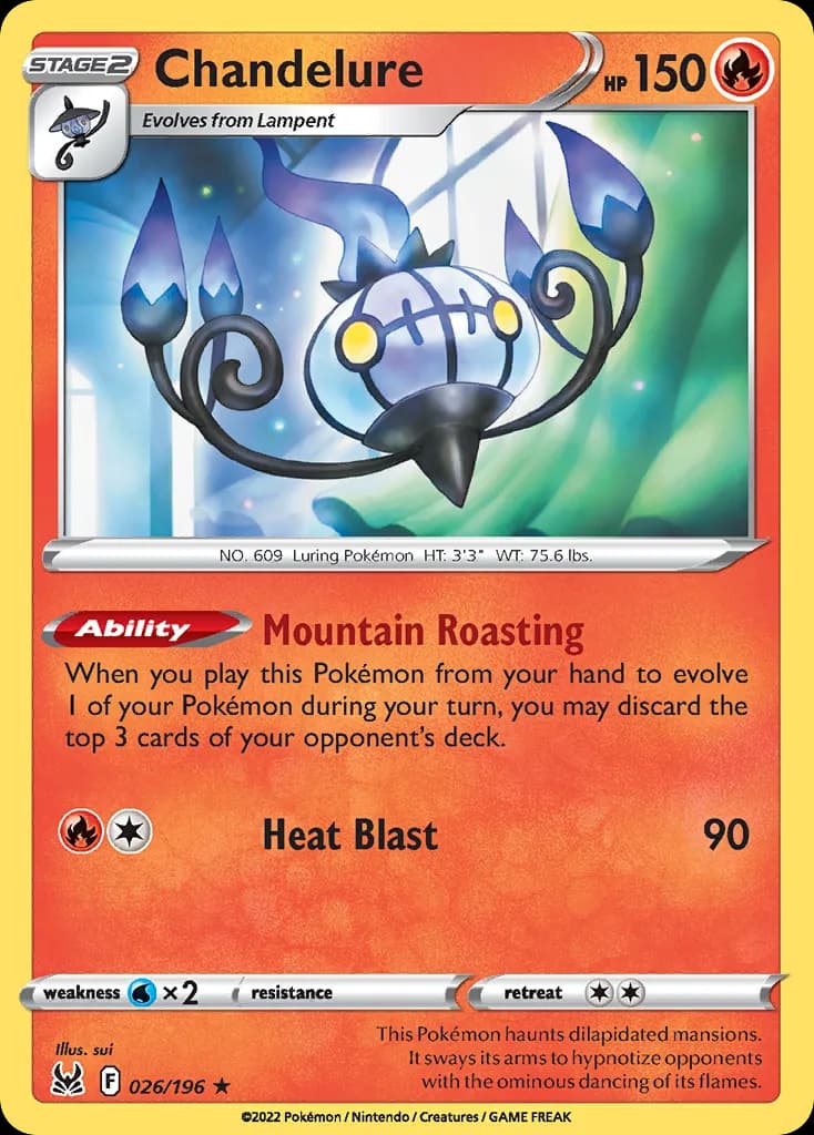 Chandelure card front, Lost Origin 26/196
