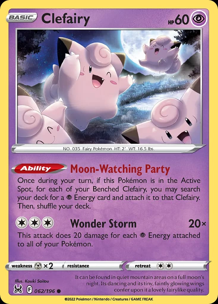 Lost Origin Clefairy card front, 62/196