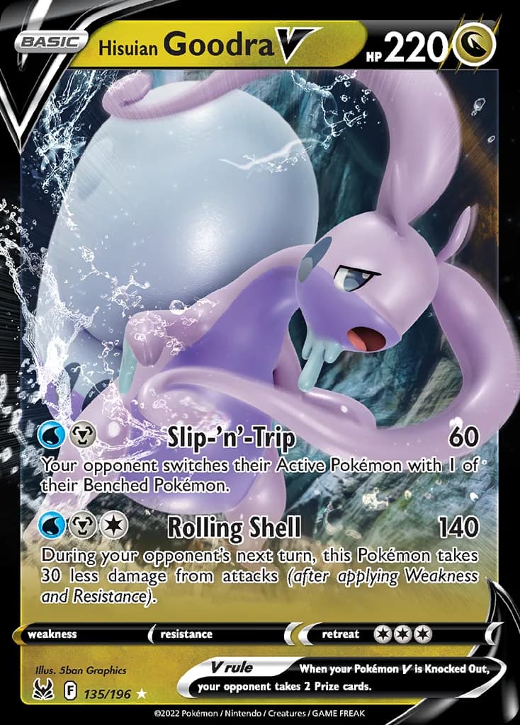 Lost Origin Hisuian Goodra V card front, 135/196