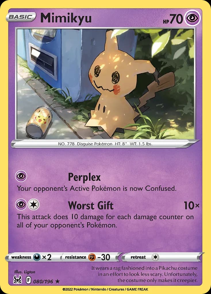 Mimikyu card front, Lost Origin 80/196