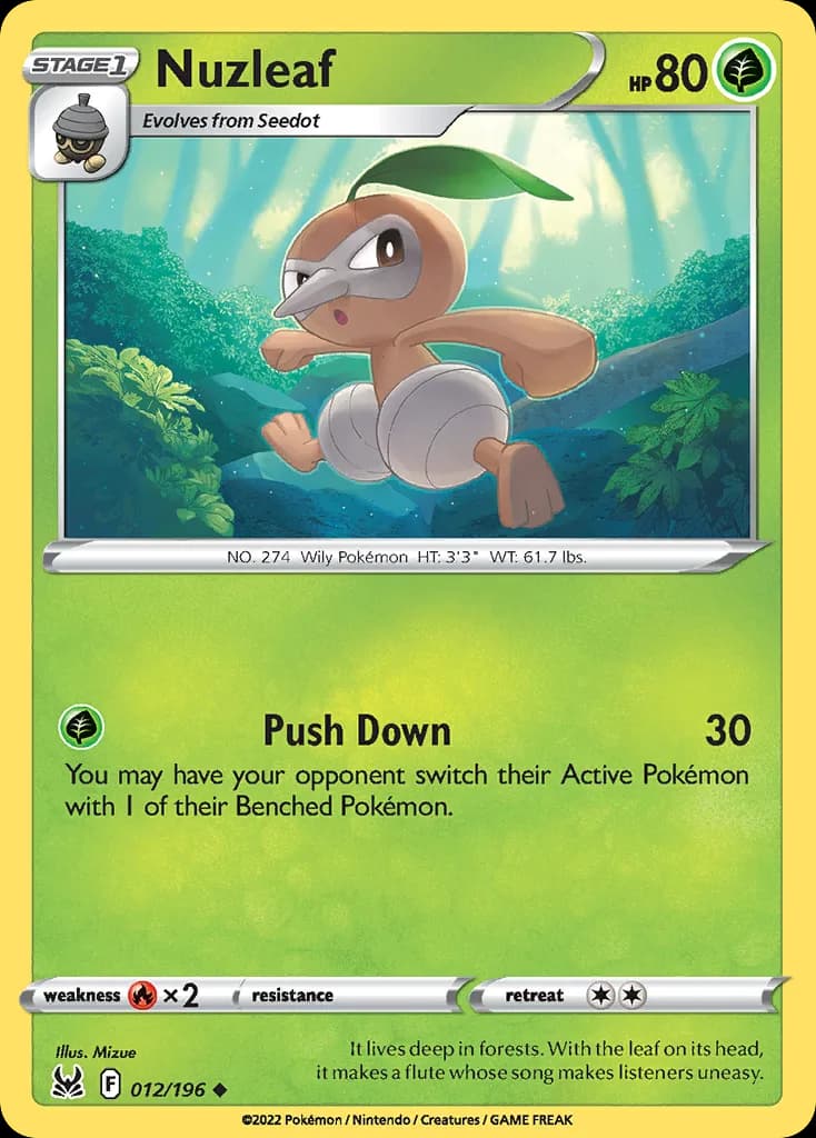 Lost Origin Nuzleaf card front, 12/196