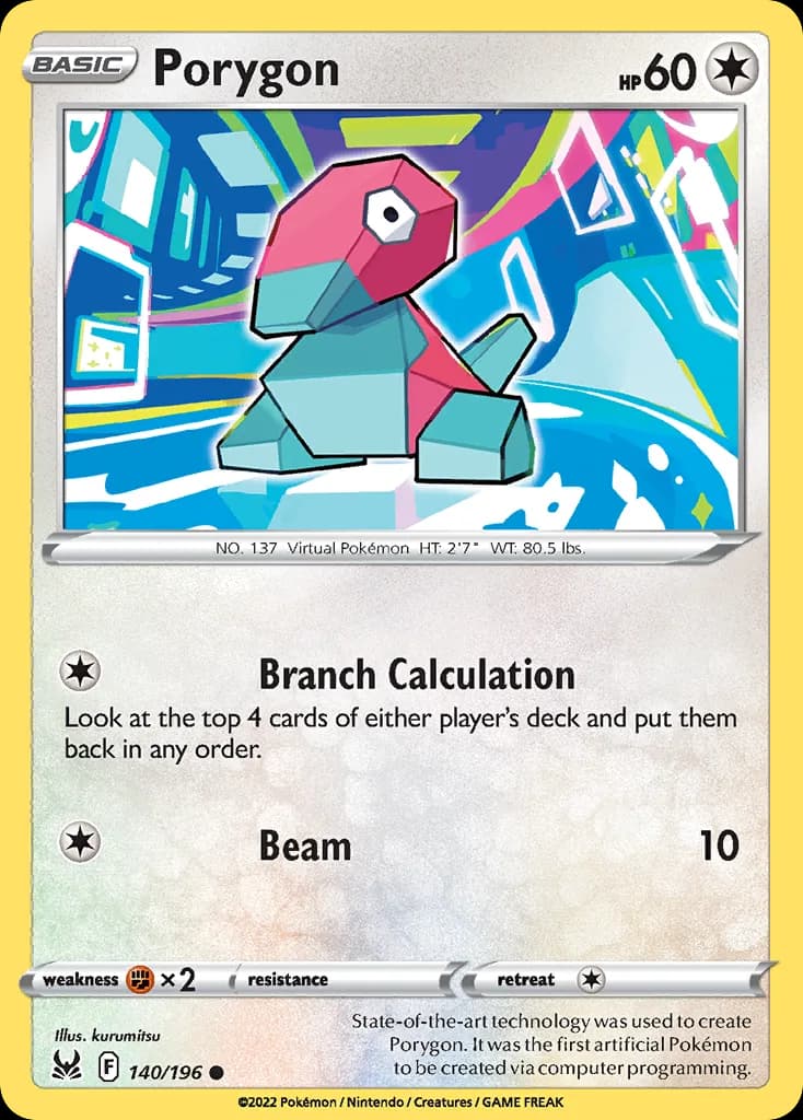 Porygon card front, Lost Origin 140/196