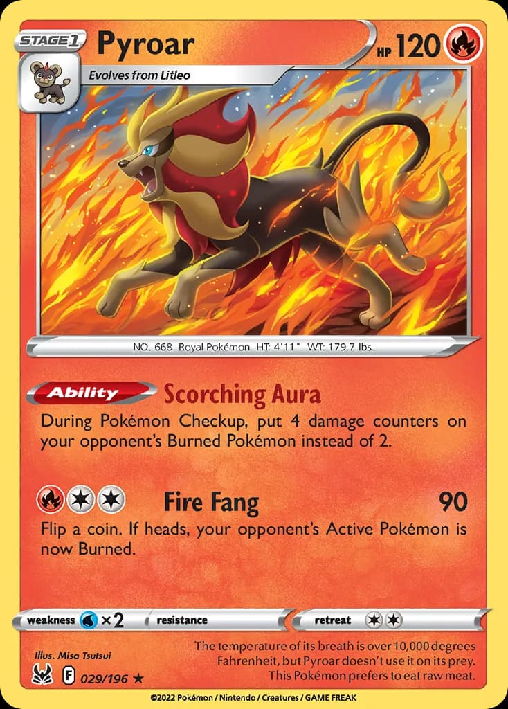Lost Origin Pyroar card front, 29/196