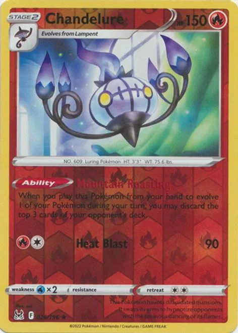 Chandelure reverse holo card front, Lost Origin 26/196