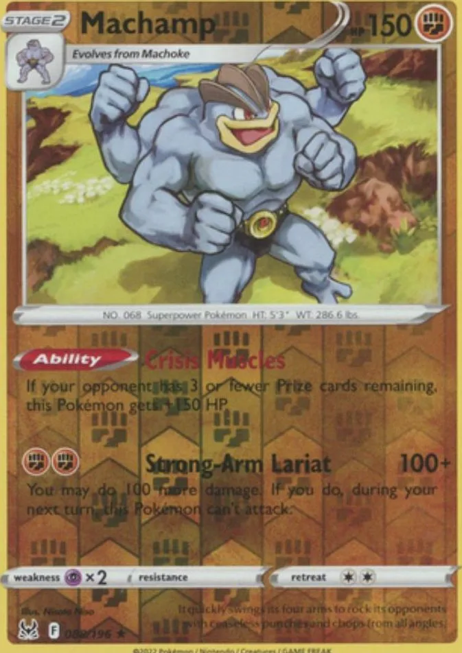 Machamp reverse holo card front, Lost Origin 88/196