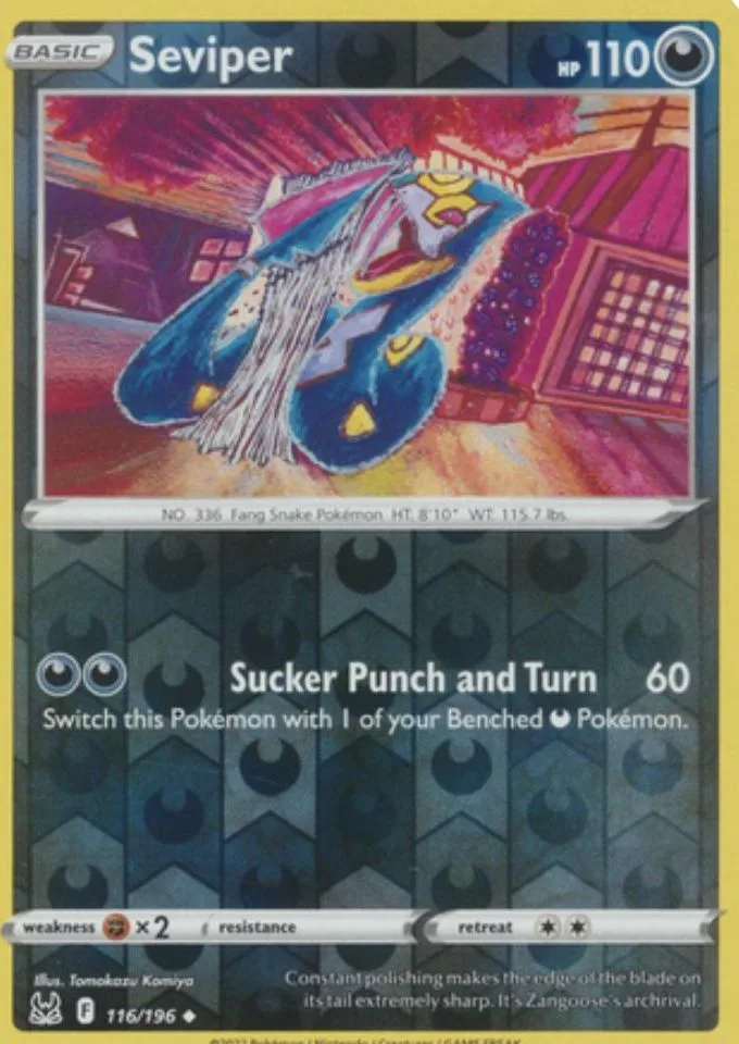 Seviper reverse holo card front, Lost Origin 116/196