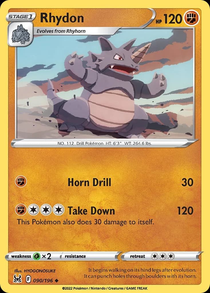 Lost Origin Rhydon card front, 90/196