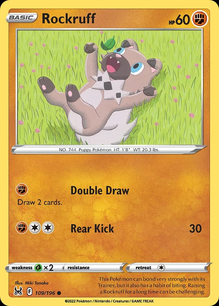 Lost Origin Rockruff card front, 109/196