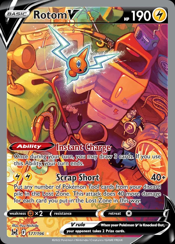 Rotom V card front, Lost Origin 177/196
