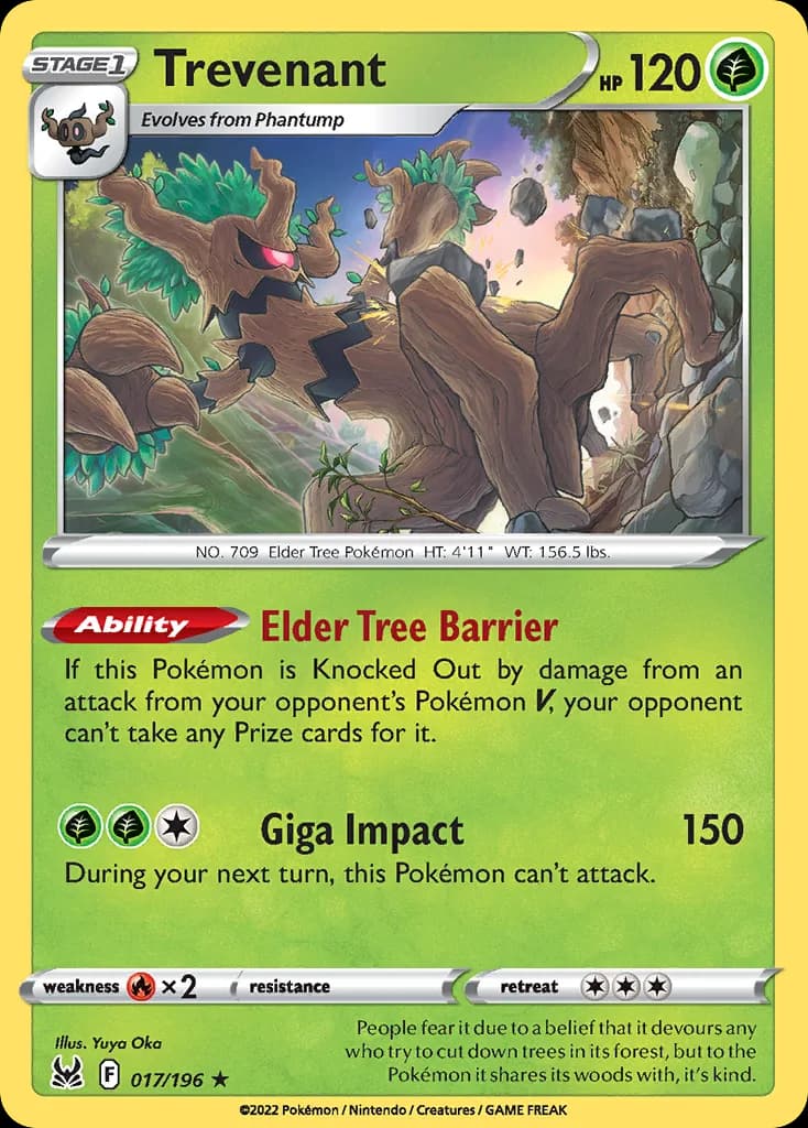 Lost Origin Trevenant card front, 17/196