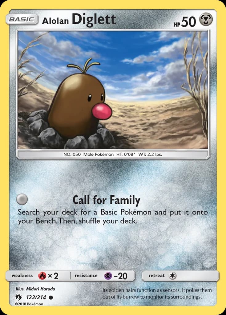 Lost Thunder Alolan Diglett card front, 122/214
