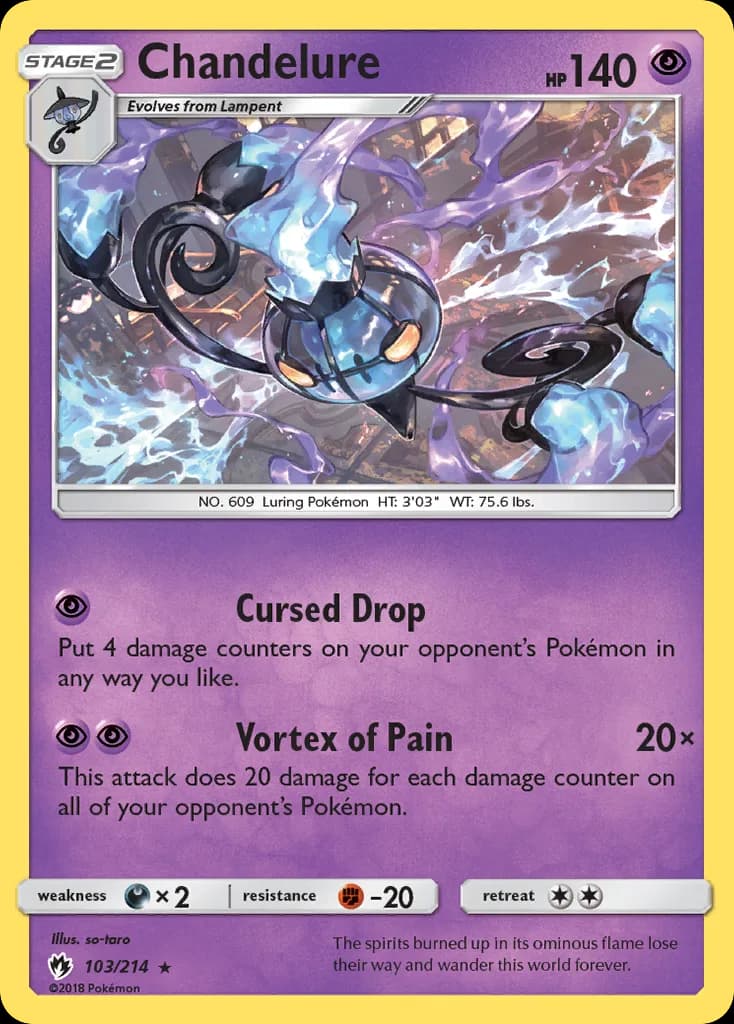 Chandelure card front, Lost Thunder 103/214