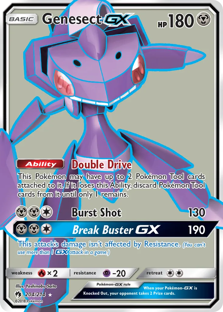Genesect-GX card front, Lost Thunder 204/214