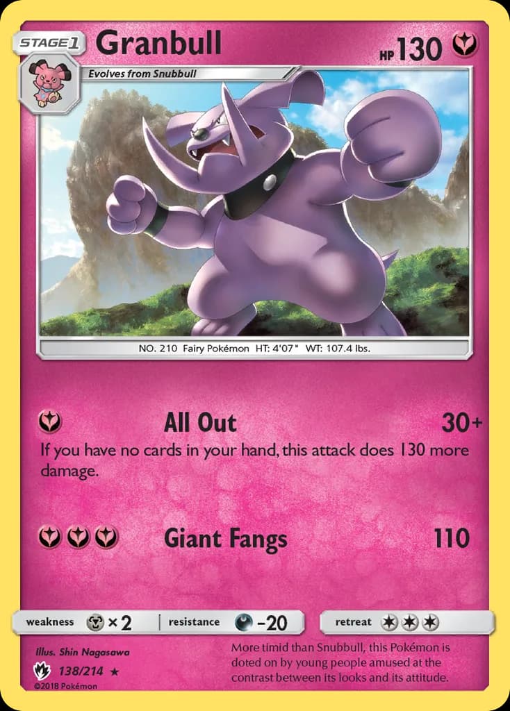 Lost Thunder Granbull card front, 138/214