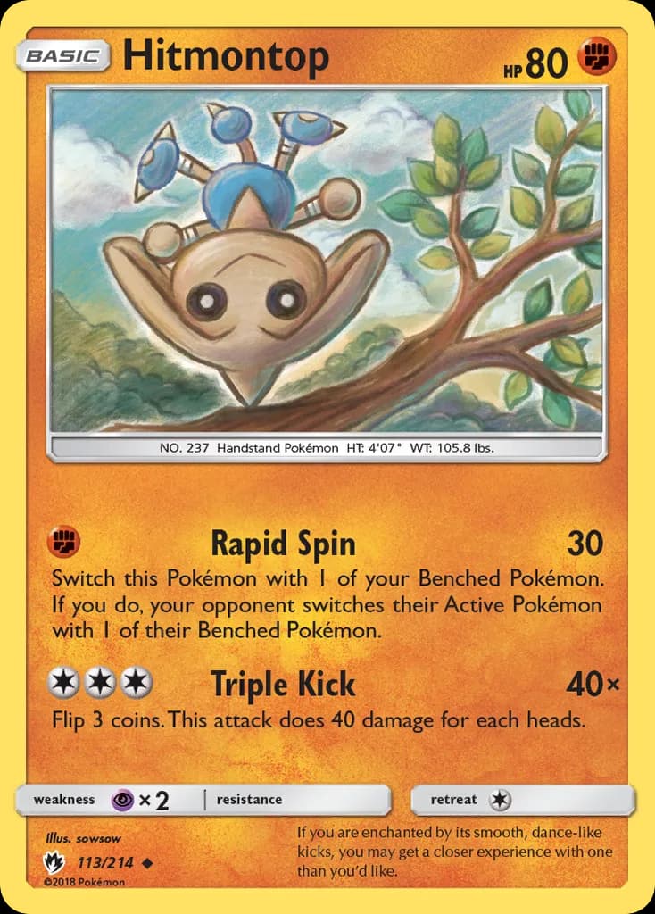 Lost Thunder Hitmontop card front, 113/214