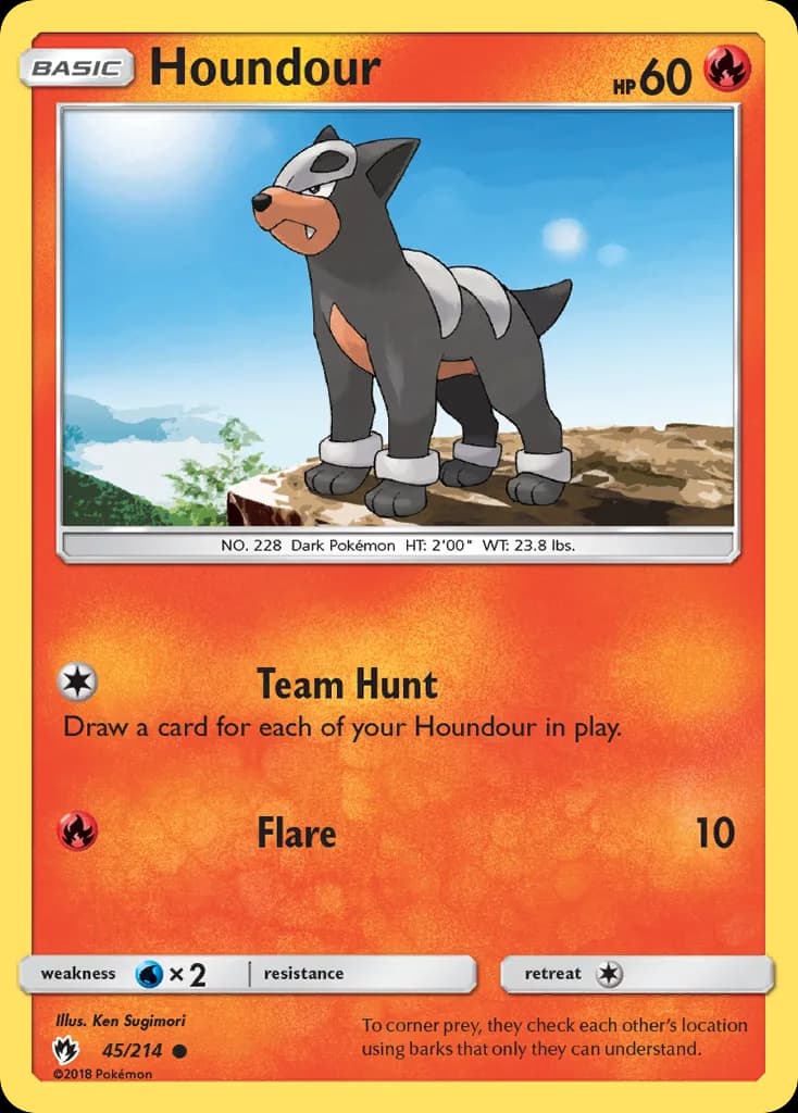 Lost Thunder Houndour card front, 45/214