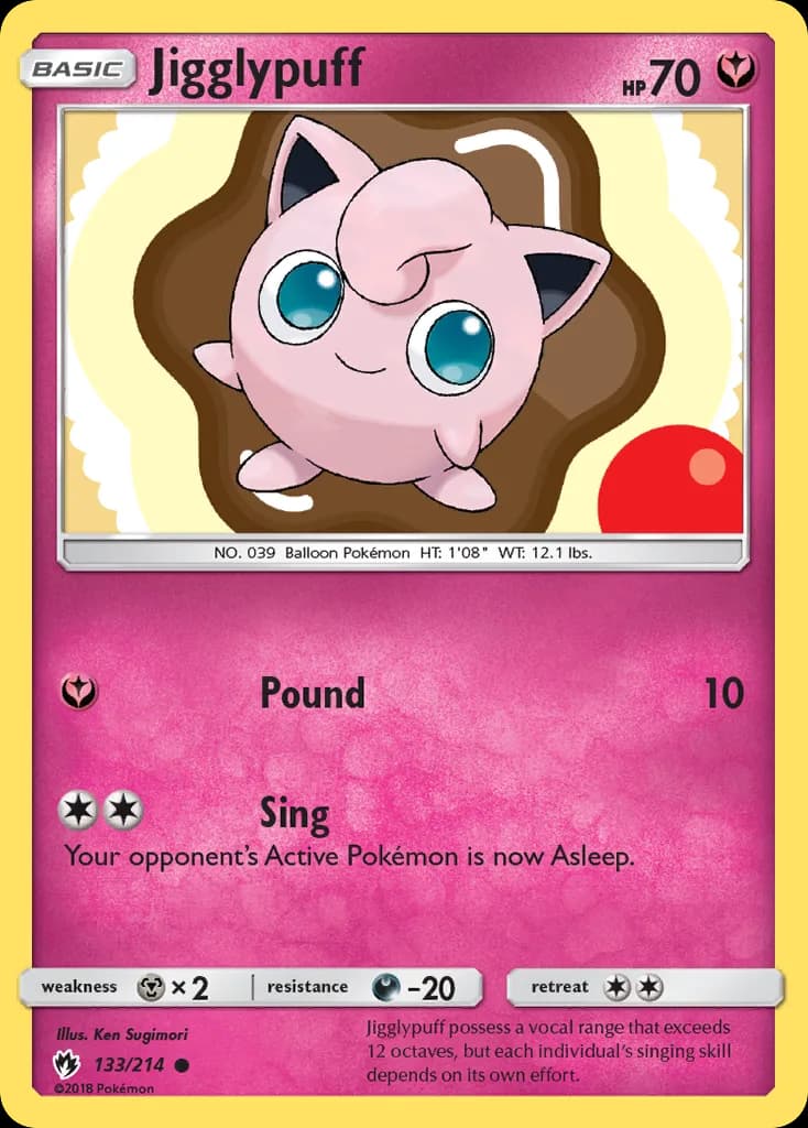 Lost Thunder Jigglypuff card front, 133/214