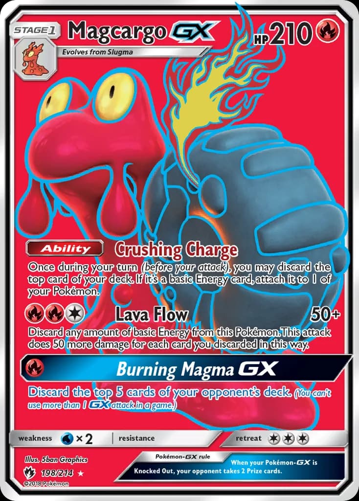 Lost Thunder Magcargo-GX card front, 198/214