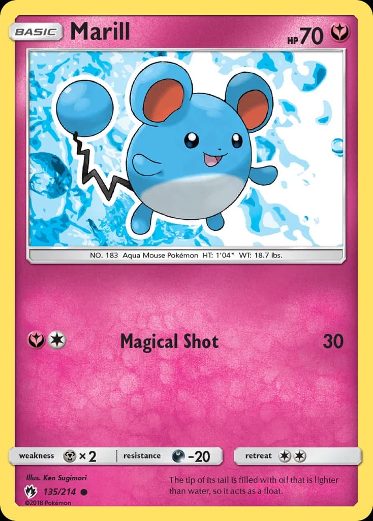 Lost Thunder Marill card front, 135/214