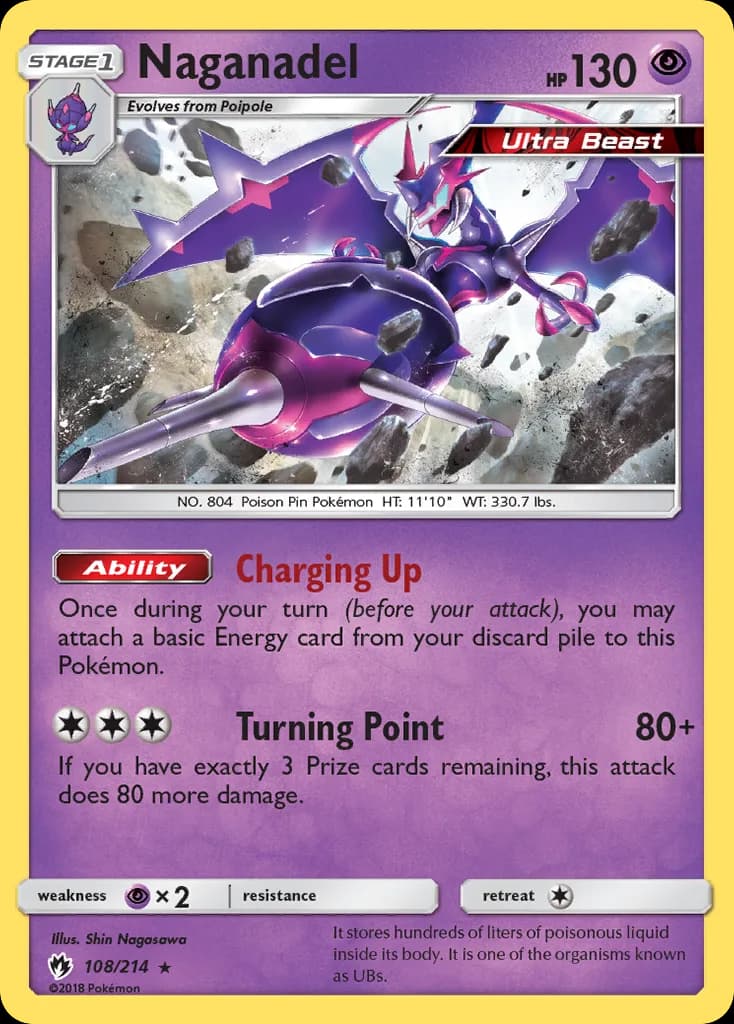 Lost Thunder Naganadel card front, 108/214