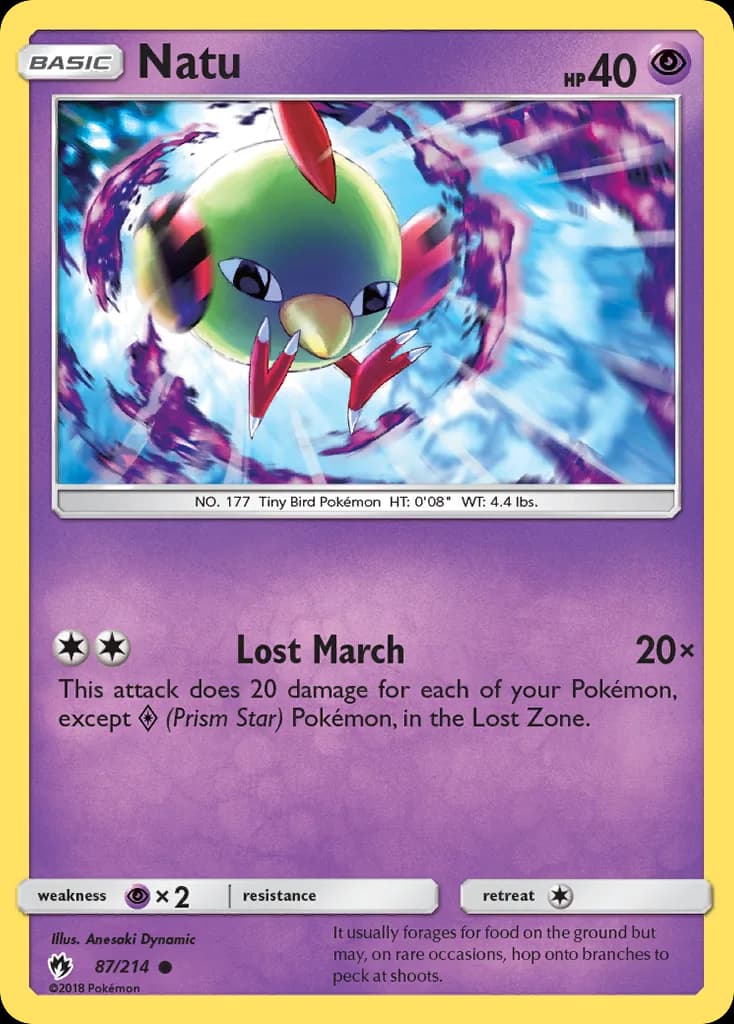 Lost Thunder Natu card front, 87/214