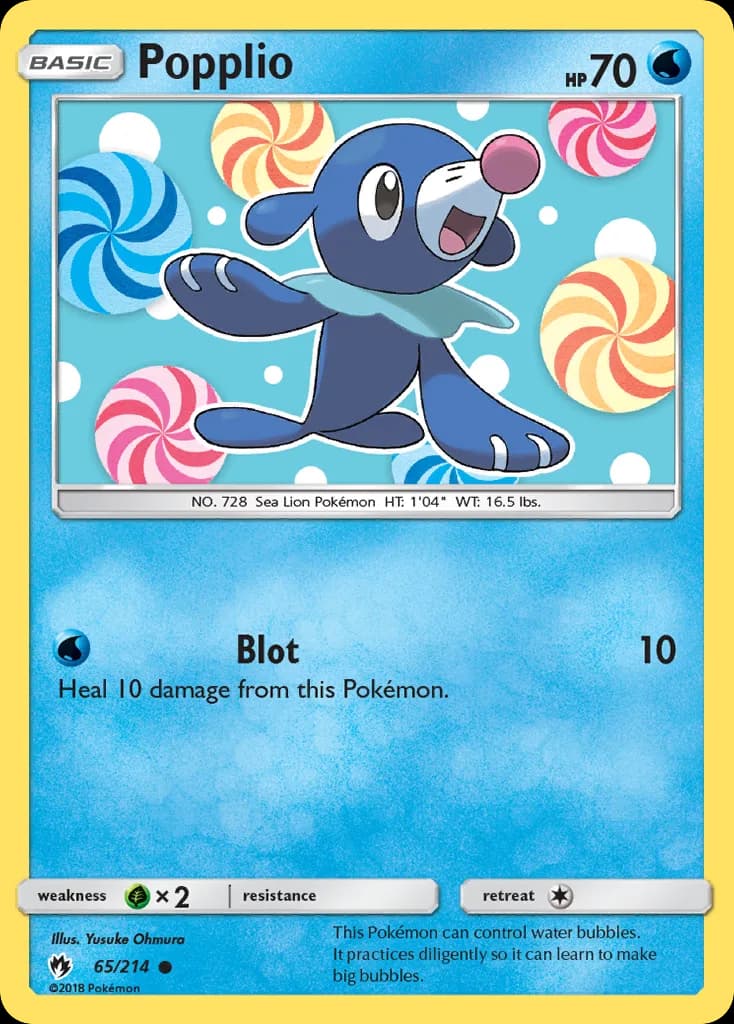 Lost Thunder Popplio card front, 65/214