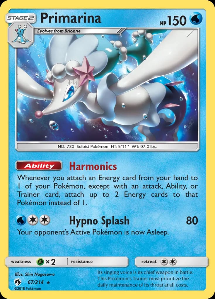 Lost Thunder Primarina card front, 67/214
