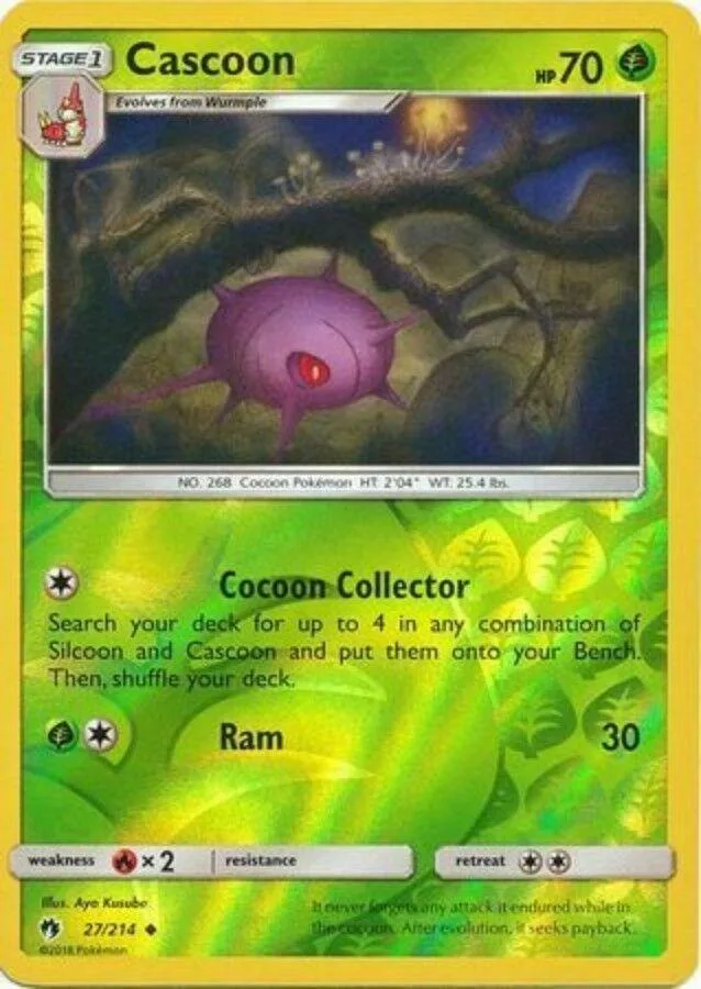 Cascoon reverse holo card front, Lost Thunder 27/214