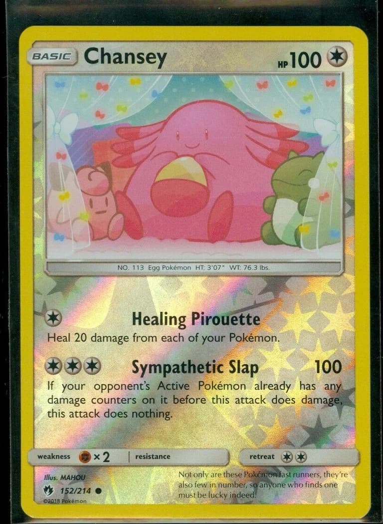 Chansey reverse holo card front, Lost Thunder 152/214
