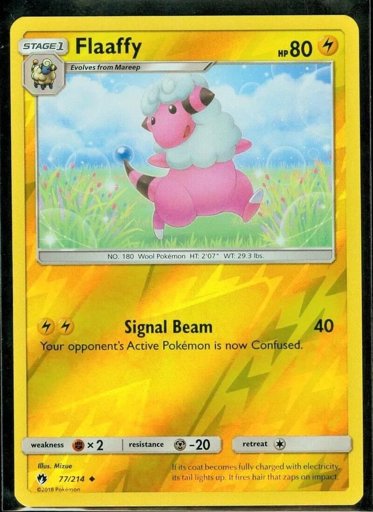 Flaaffy reverse holo card front, Lost Thunder 77/214