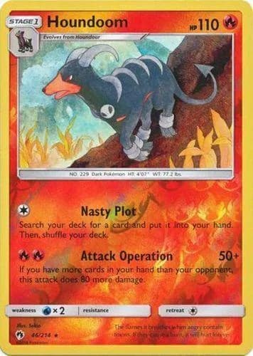 Houndoom reverse holo card front, Lost Thunder 46/214