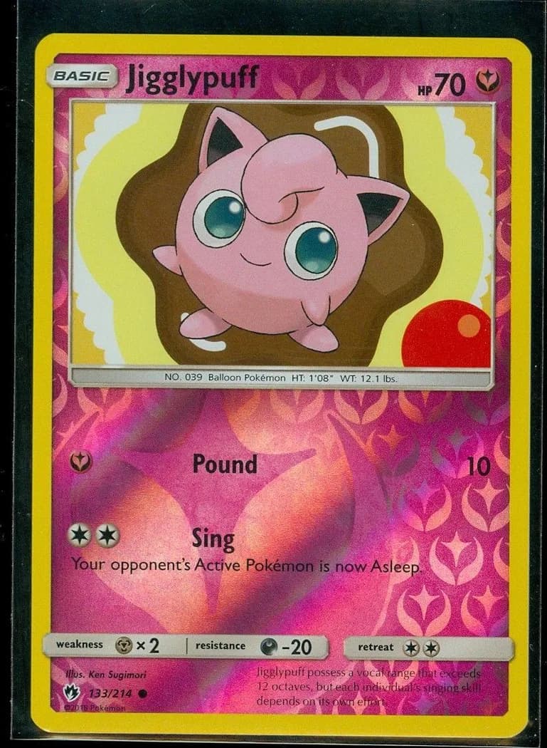 Jigglypuff reverse holo card front, Lost Thunder 133/214