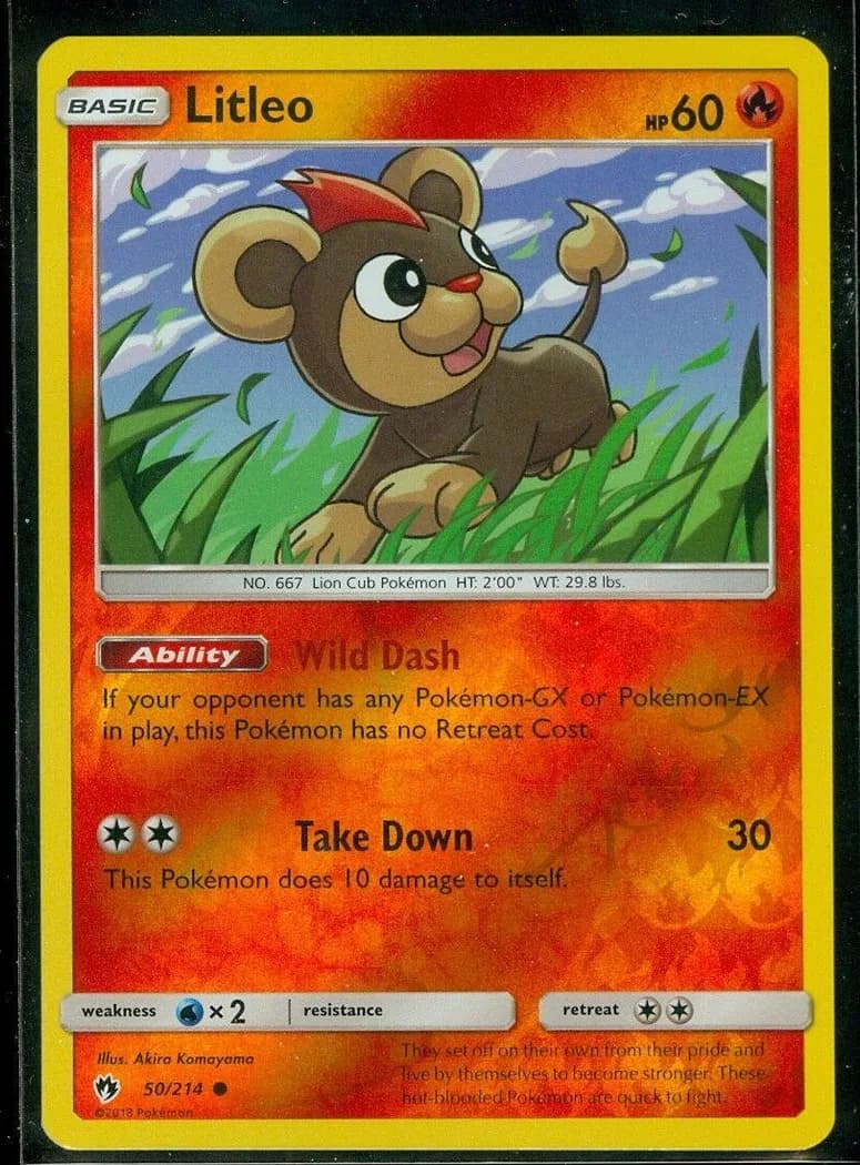 Litleo reverse holo card front, Lost Thunder 50/214