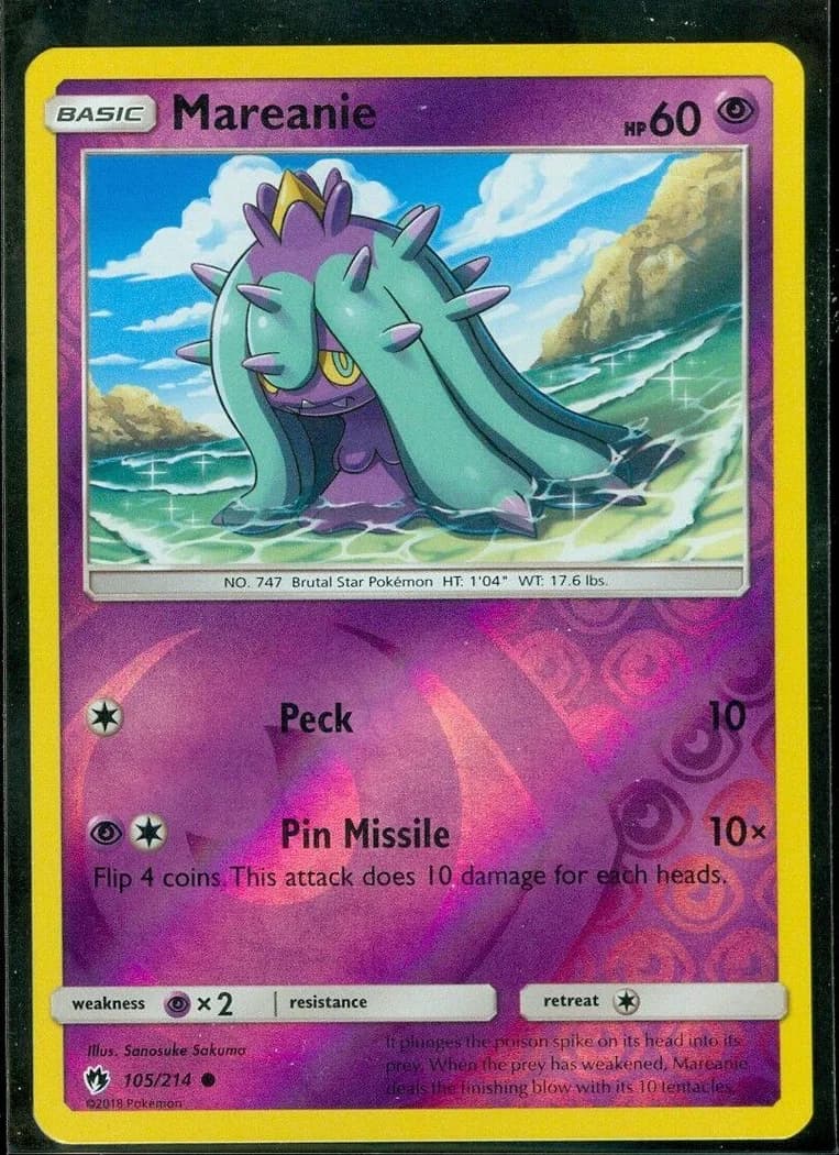 Mareanie reverse holo card front, Lost Thunder 105/214