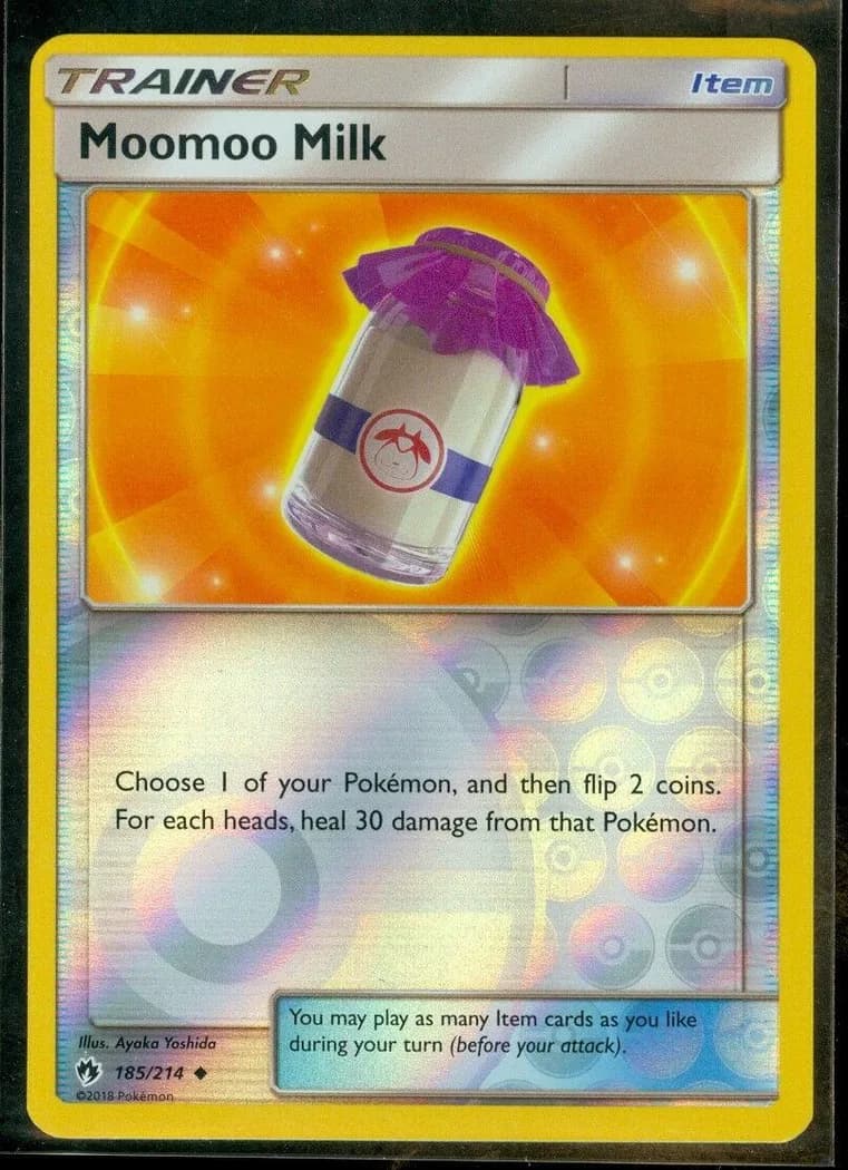 Moomoo Milk reverse holo card front, Lost Thunder 185/214
