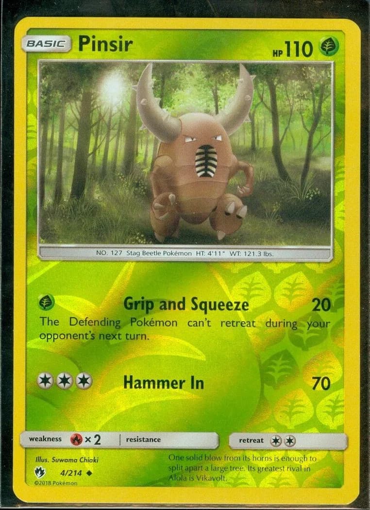 Pinsir reverse holo card front, Lost Thunder 4/214