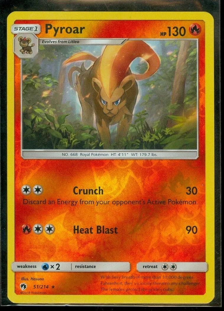 Pyroar reverse holo card front, Lost Thunder 51/214