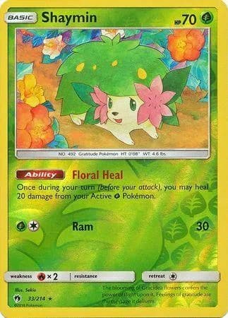 Shaymin reverse holo card front, Lost Thunder 33/214