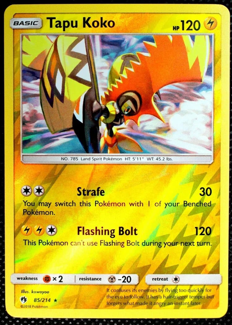 Tapu Koko reverse holo card front, Lost Thunder 85/214