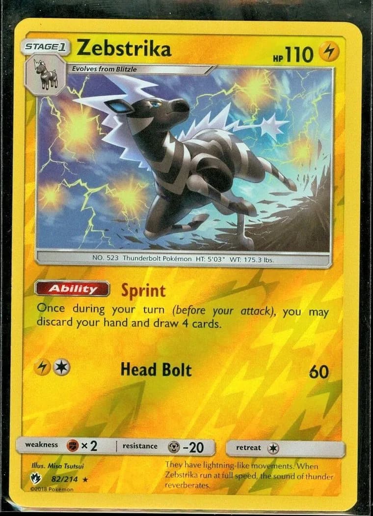 Zebstrika reverse holo card front, Lost Thunder 82/214