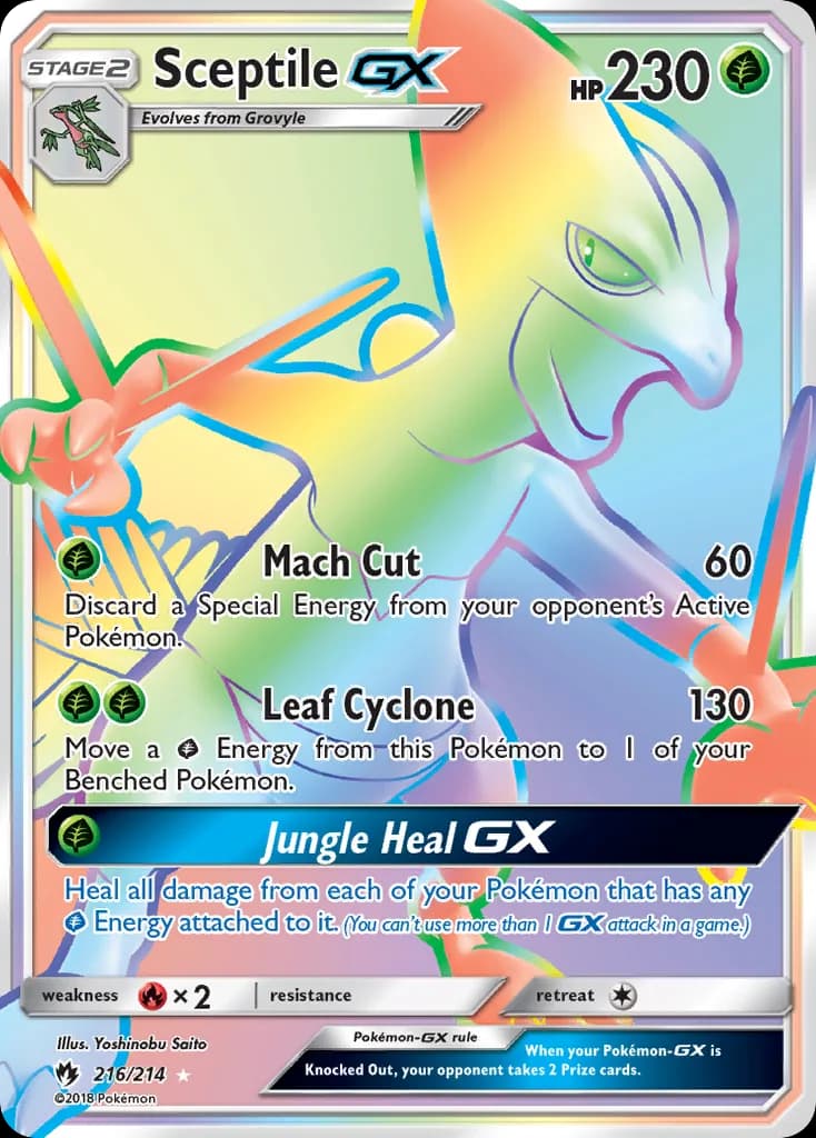 Lost Thunder Sceptile-GX card front, 216/214