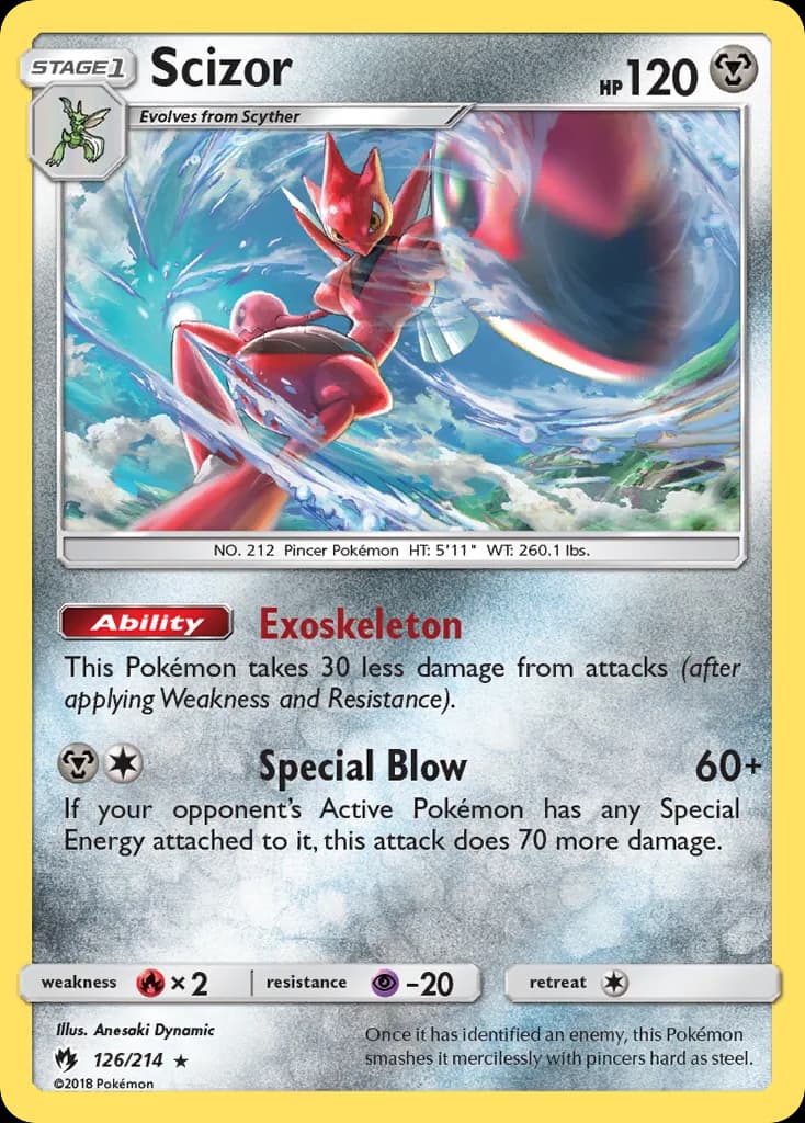 Scizor card front, Lost Thunder 126/214