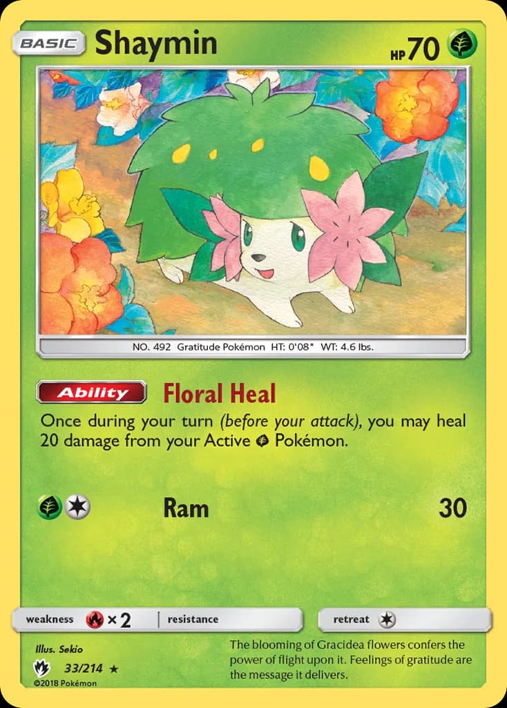 Shaymin card front, Lost Thunder 33/214