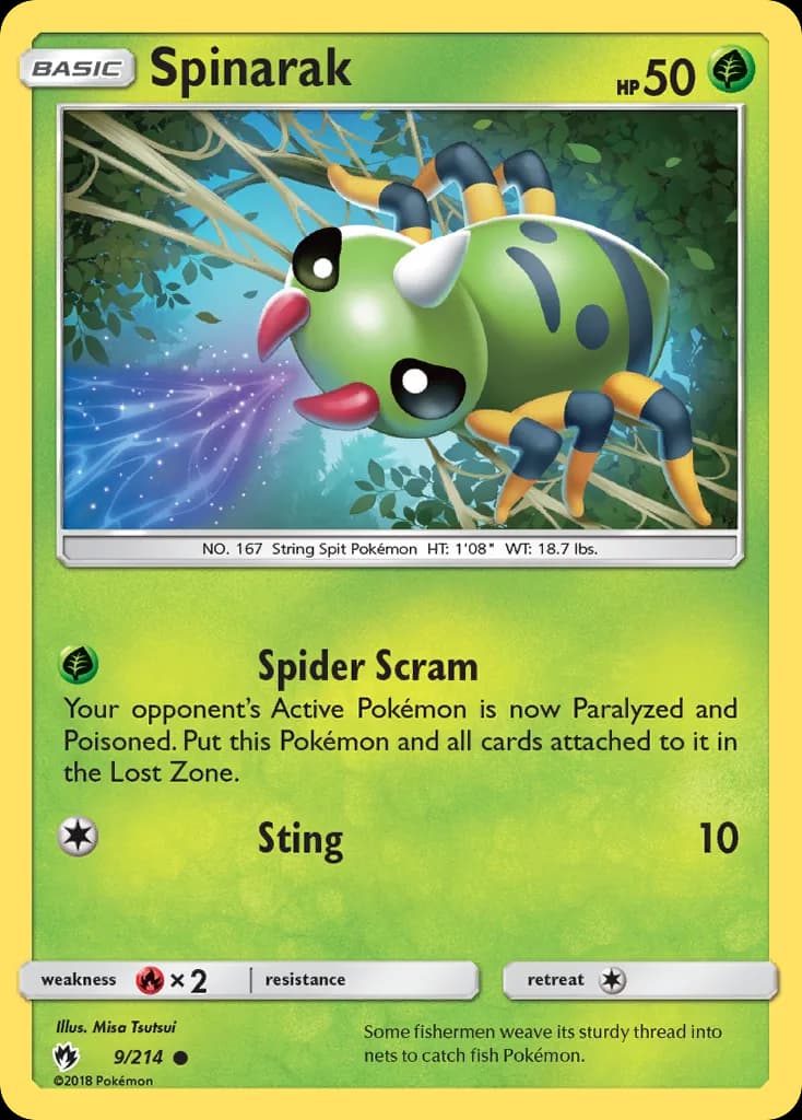 Lost Thunder Spinarak card front, 9/214