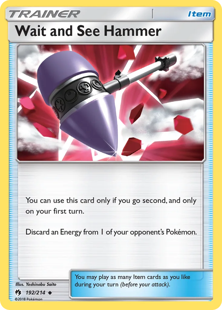 Wait and See Hammer, Lost Thunder 192/214, English non-holo base-card reference; reverse-holo finish is not shown