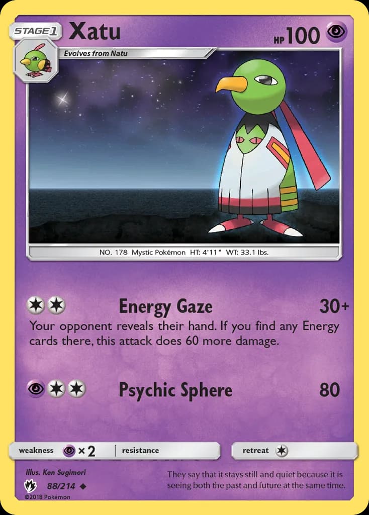 Lost Thunder Xatu card front, 88/214