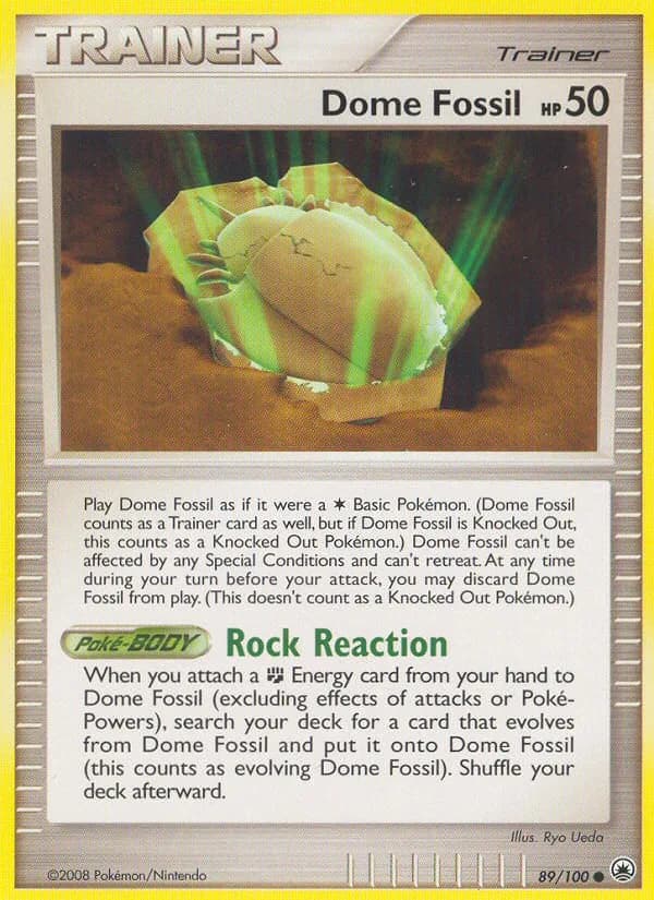 Majestic Dawn Dome Fossil card front, 89/100