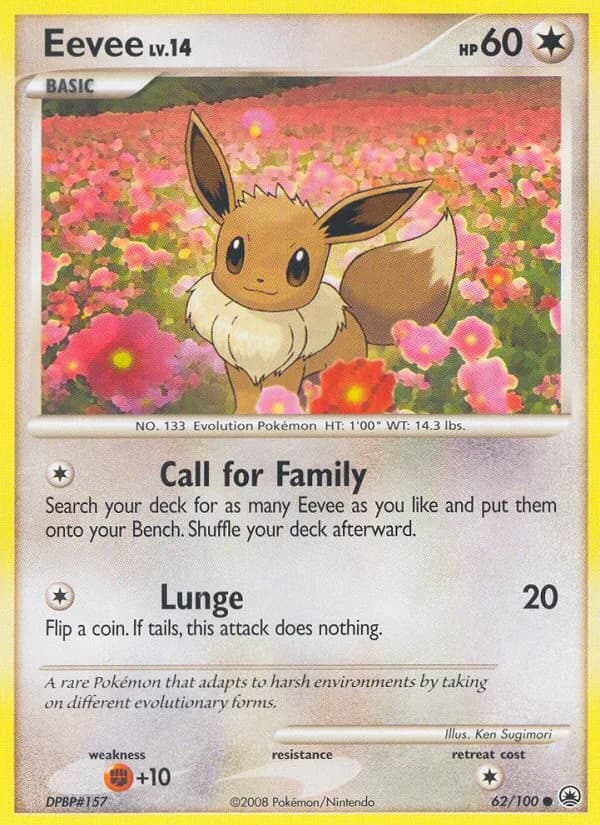 Majestic Dawn Eevee card front, 62/100