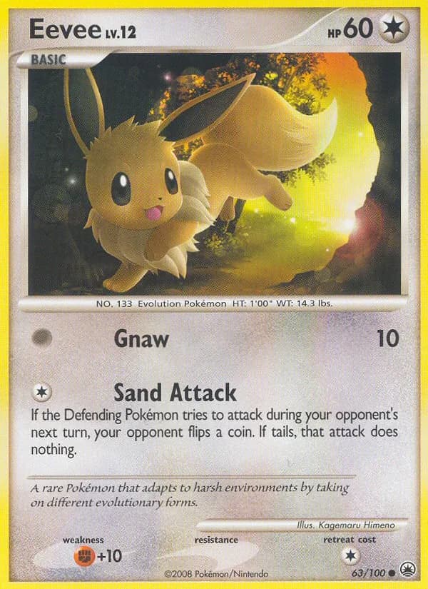 Majestic Dawn Eevee card front, 63/100